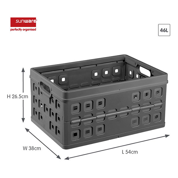 Sunware Square caisse pliante 46 litres - anthracite 57300636 216554 - 2