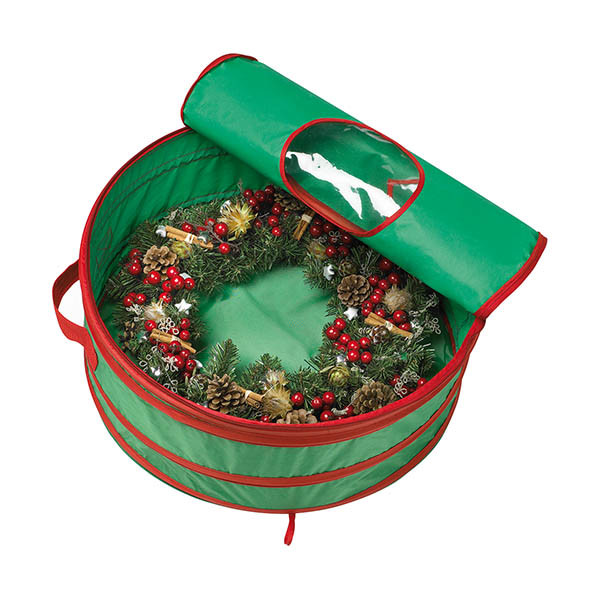 Sunware sac de rangement pour grande couronne de Noël Ø 600 x 200 mm - vert/rouge 216831 - 2