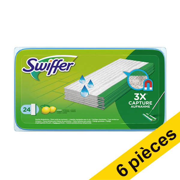 Offre : 6x Swiffer Sweeper lingettes humides pour sols recharge (24 pièces) SSW00551 - 1
