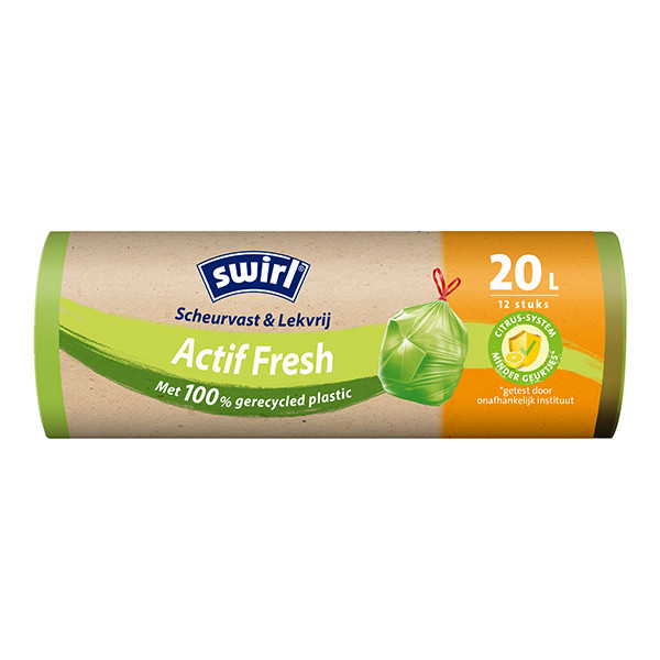 Swirl Actif Fresh sacs-poubelle à lien coulissant indéchirables et étanches 20 litres (12 pièces) SSW00082 - 1