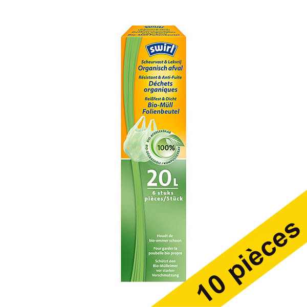 Offre : 10x Swirl sacs-poubelle pour déchets organiques 20 litres (6 pièces) SSW00054 - 1