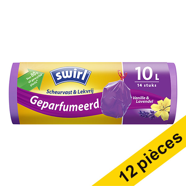 Swirl Offre : 12x Swirl sac-poubelle à lien coulissant parfumé 10 litres (14 pièces)  SSW00097 - 1