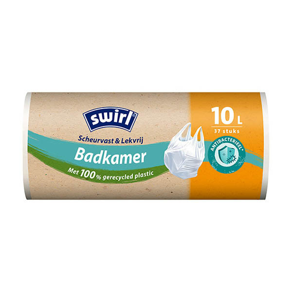 Swirl sacs-poubelle antibactériens avec poignées salle de bains 10 litres (37 pièces) SSW00076 - 1