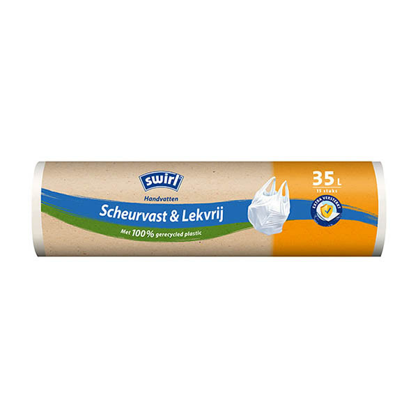 Swirl sacs-poubelle indéchirables et étanches avec poignées 35 litres (15 pièces) SSW00080 - 1