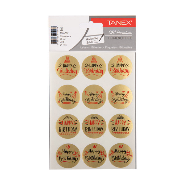 Tanex Happy Birthday autocollants (2 x 12 pièces) - or TNX-332 404137 - 1