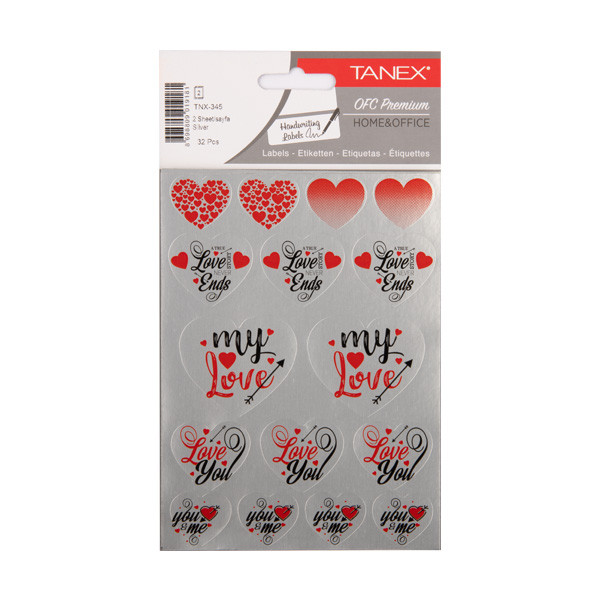 Tanex Love Series autocollants cœurs (2 x 16 pièces) - argent TNX-345 404139 - 1