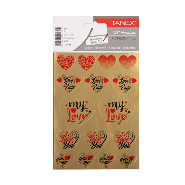Tanex Love Series autocollants cœurs (2 x 16 pièces) - or TNX-352 404140 - 1
