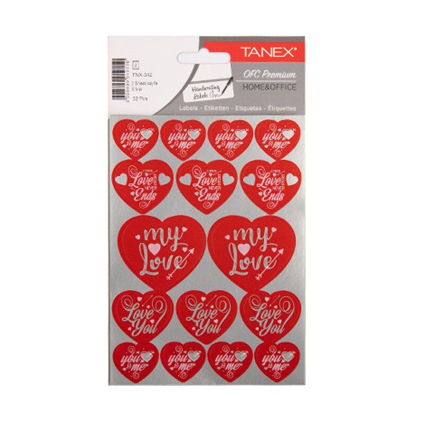 Tanex Love Series autocollants cœurs (2 x 16 pièces) - rouge TNX-342 404138 - 1