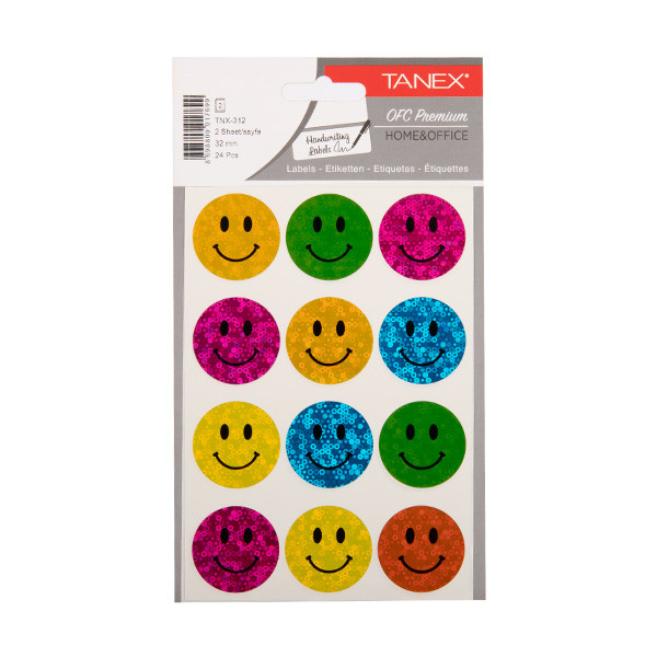 Tanex Smiling Face autocollants holographiques grands (2 x 20 pièces) - couleurs assorties TNX-312 404126 - 1