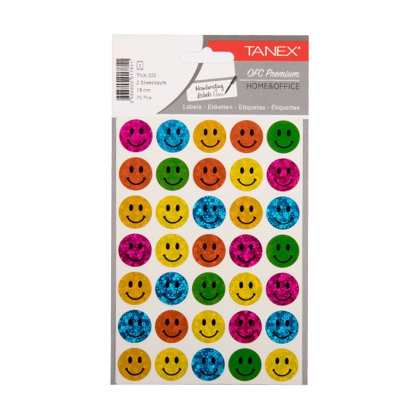 Tanex Smiling Face autocollants holographiques petits (2 x 35 pièces) - couleurs assorties TNX-322 404129 - 1