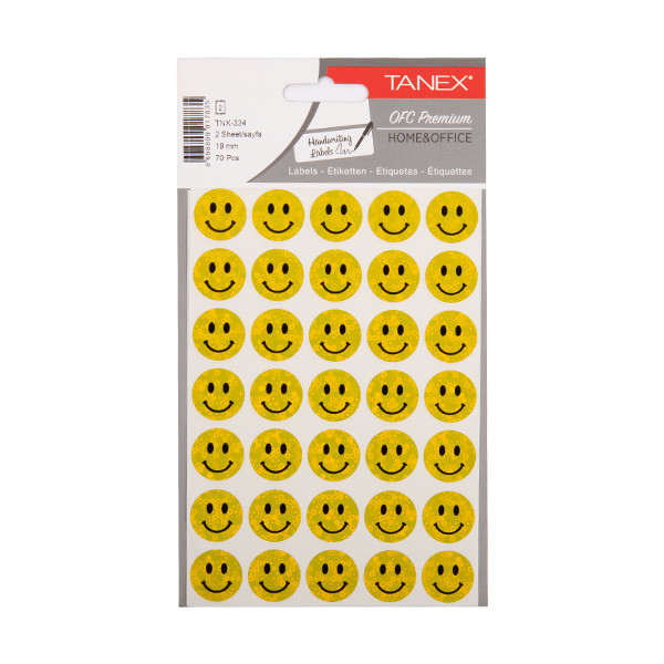 Tanex Smiling Face autocollants holographiques petits (2 x 35 pièces) - jaune TNX-324 404130 - 1