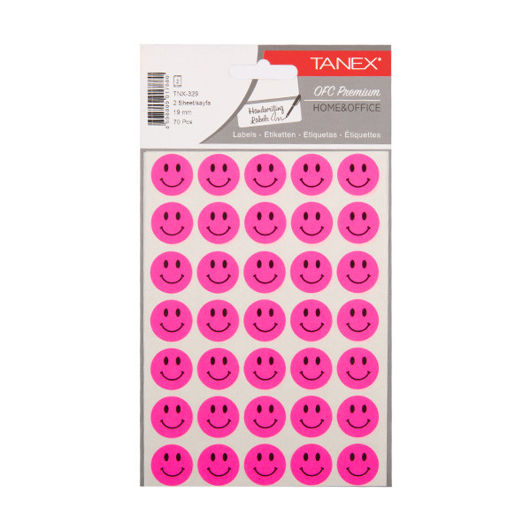 Tanex Smiling Face autocollants petits (2 x 35 pièces) - rose fluo TNX-329 404135 - 1