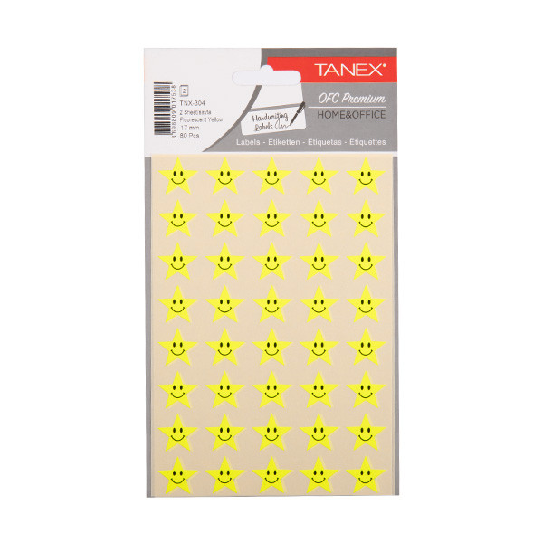 Tanex Stars autocollants (2 x 40 pièces) - jaune fluo TNX-304 404124 - 1