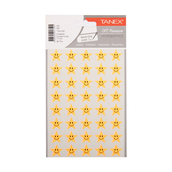 Tanex Stars autocollants (2 x 40 pièces) - orange fluo TNX-305 404125 - 1
