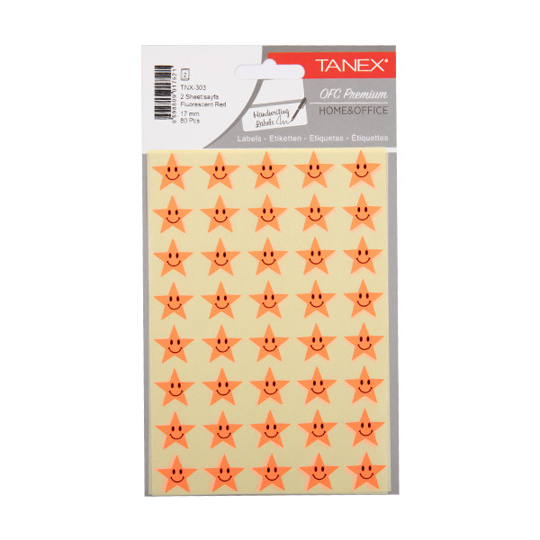 Tanex Stars autocollants (2 x 40 pièces) - rouge fluo TNX-303 404123 - 1