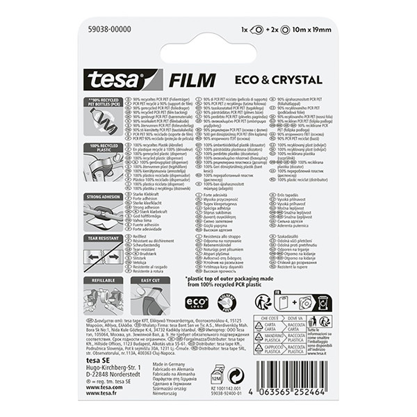 Tesa Eco & Crystal ruban adhésif 19 mm x 10 m (2 rouleaux) + dévidoir 203386 - 3