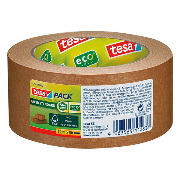 Tesa Eco Paper Standard ruban d'emballage 50 mm x 50 m (1 rouleau) - marron 203301 - 1