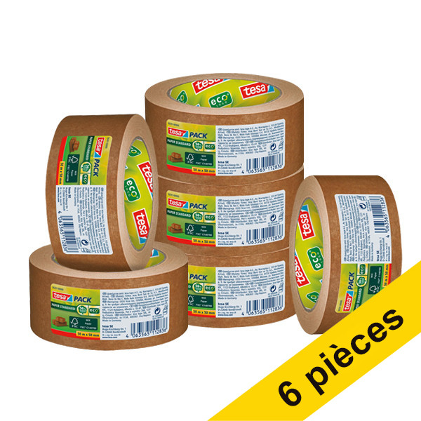 Tesa Eco Paper Standard ruban d'emballage 50 mm x 50 m (6 rouleaux) - marron  202410 - 1