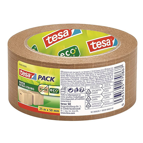 Tesa Eco Ultra Strong ruban d'emballage papier 50 mm x 25 m (1 rouleau) - marron 56000-00000-00 203382 - 1