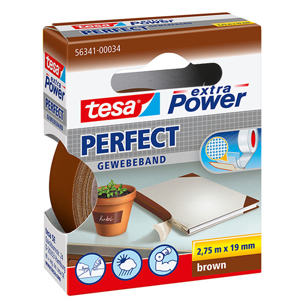 Tesa Extra Power Perfect ruban adhésif textile 19 mm x 2,75 m - marron 56341-00034-03 202374 - 1