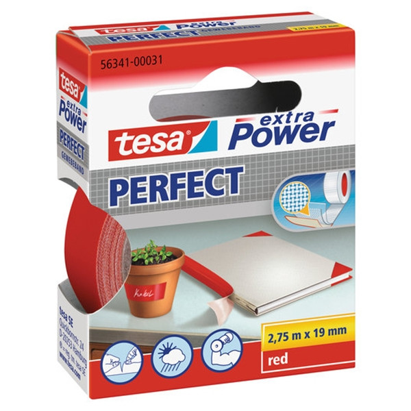 Tesa Extra Power Perfect ruban adhésif textile 19 mm x 2,75 m - rouge 202276 - 1