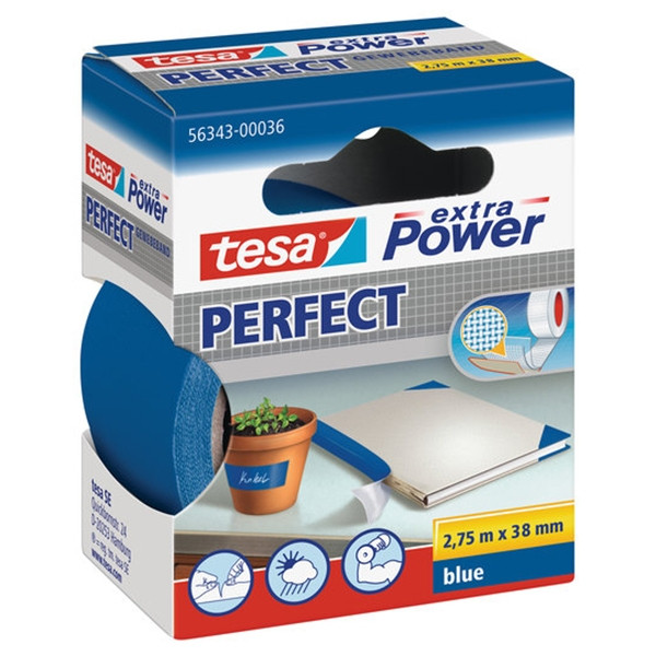 Tesa Extra Power Perfect ruban adhésif textile 38 mm x 2,75 m - bleu 56343-00036-03 202281 - 1