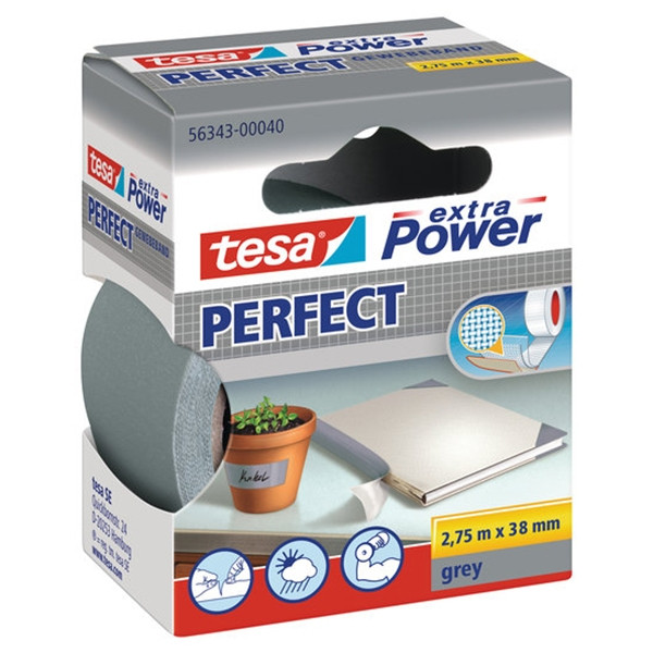 Tesa Extra Power Perfect ruban adhésif textile 38 mm x 2,75 m - gris 56343-00040-03 202285 - 1