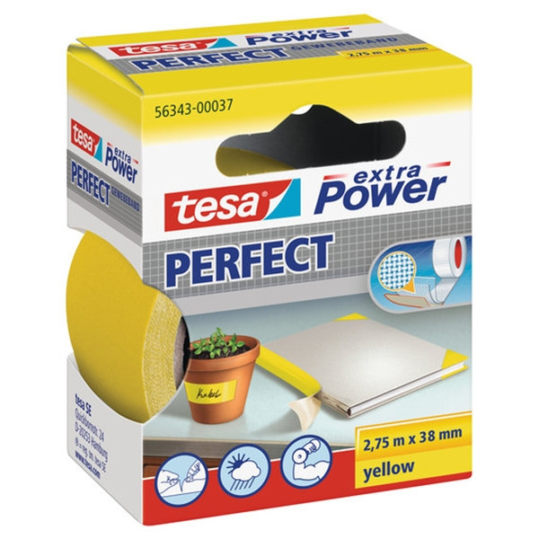 Tesa Extra Power Perfect ruban adhésif textile 38 mm x 2,75 m - jaune 56343-00037-03 202282 - 1