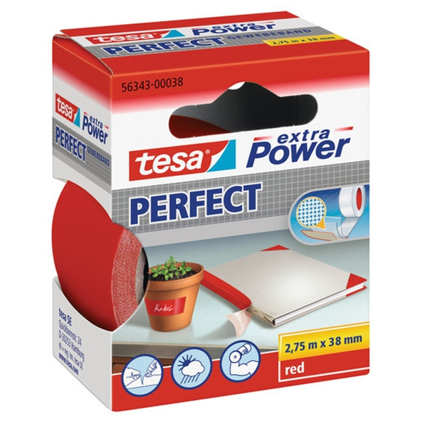Tesa Extra Power Perfect ruban adhésif textile 38 mm x 2,75 m - rouge 56343-00038-03 202283 - 1