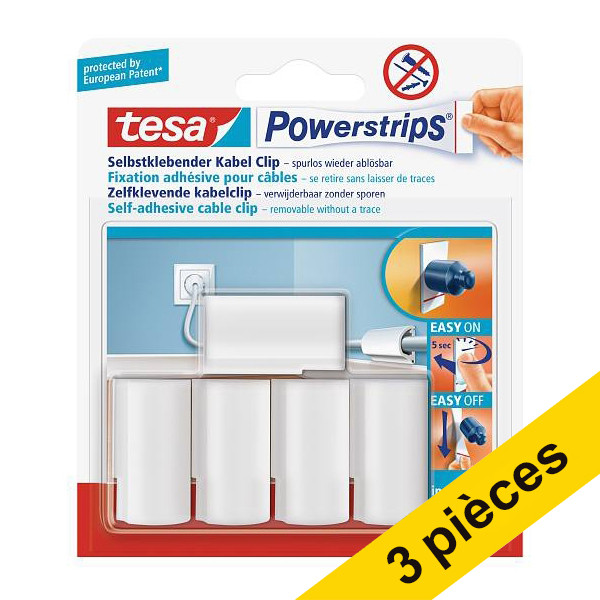 Offre: 3x Tesa Powerstrips pour câbles (5 pièces) - blanc 203354 - 1