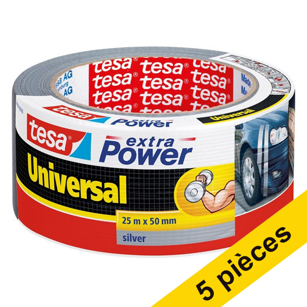Tesa Offre: 5x Tesa Extra Power Universal ruban adhésif 50 mm x 25 m (1 rouleau) - gris  202400 - 1