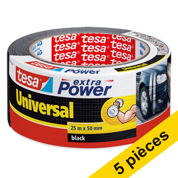 Tesa Offre: 5x Tesa Extra Power Universal ruban adhésif 50 mm x 25 m (1 rouleau) - noir  202401 - 1