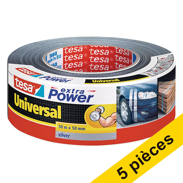 Offre: 5x Tesa extra Power Universal ruban adhésif 50 mm x 50 m (1 rouleau) - gris 202398 - 1
