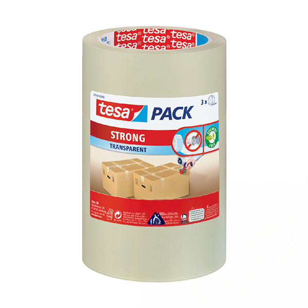 Tesa Offre : 3x Tesa Pack Strong ruban adhésif d'emballage 50 mm x 66 m (1 rouleau) - transparent 57167-00000-05-3 202362 - 2