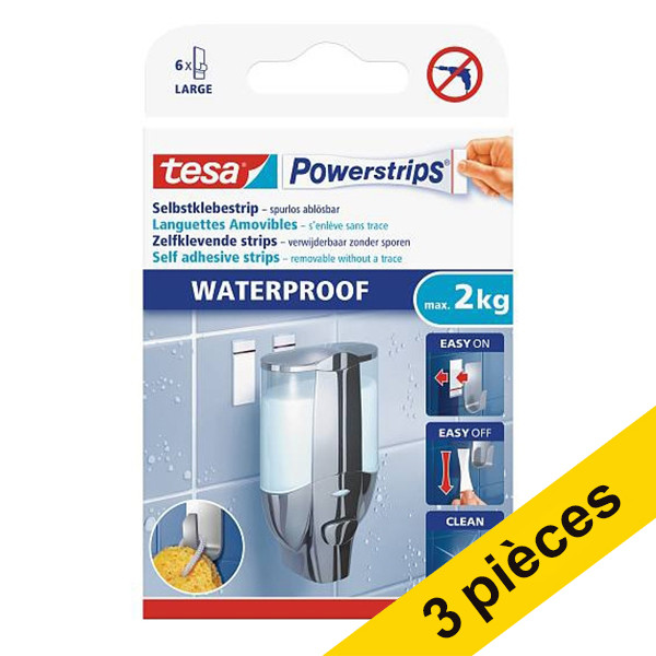 Offre : 3x Tesa Powerstrips waterproof large (6 pièces) 203353 - 1