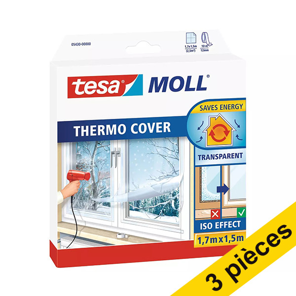 Offre : 3x Tesa TesaMoll Thermo Cover film isolant transparent 1,7m x 1,5m (2,55 m²) 203332 - 1