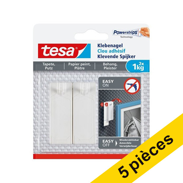 Offre : 5x Tesa clou adhésif pour surfaces sensibles 1 kg (2 pièces) 203342 - 1