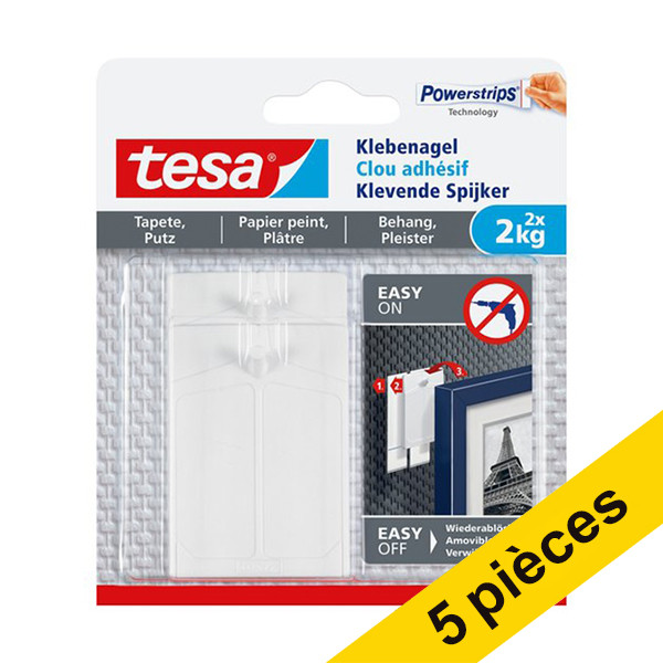 Offre : 5x Tesa clous adhésifs pour surfaces sensibles 2 kg (2 pièces) 203345 - 1