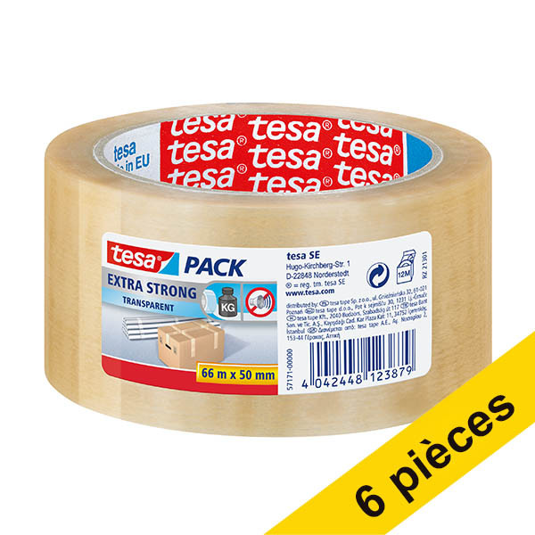 Tesa Pack Ruban d’emballage extra résistant transparent 50 mm x 66 m (6 rouleaux) 203402 - 1