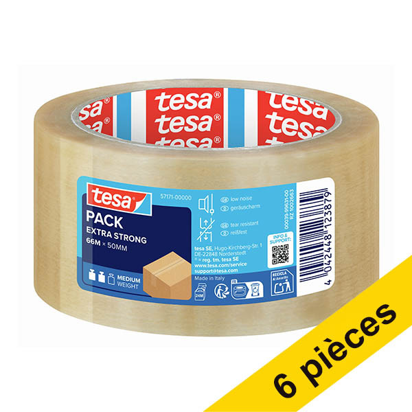Tesa Pack Ruban d’emballage extra résistant transparent 50 mm x 66 m (6 rouleaux) 203402 - 1