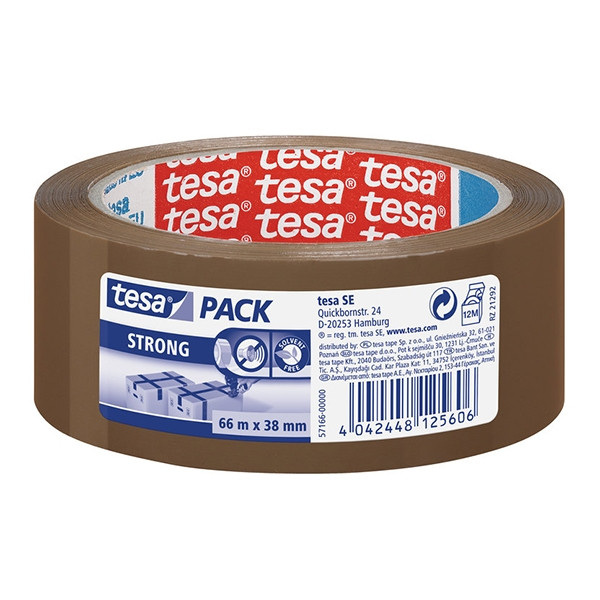 Tesa Pack Strong ruban adhésif d'emballage 38 mm x 66 m (1 rouleau) - marron 57166-00000-05 202329 - 1