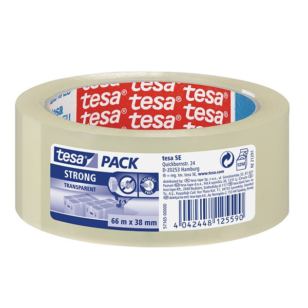 Tesa Pack Strong ruban adhésif d'emballage transparent 38 mm x 66 m (1 rouleau) 57165-00000-05 202328 - 1