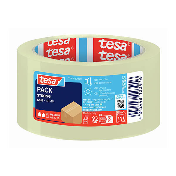 Tesa Pack Strong ruban d'emballage 50 mm x 66 m (1 rouleau) - transparent 202330 - 1