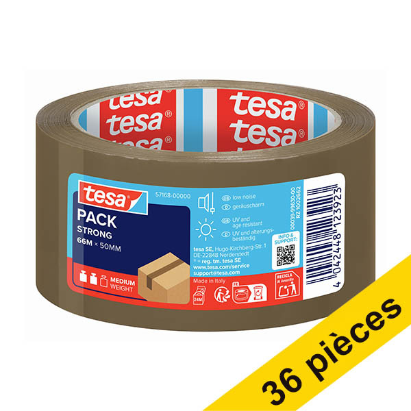 Tesa Pack Strong ruban d'emballage 50 mm x 66 m (36 rouleaux) - marron 202434 - 1