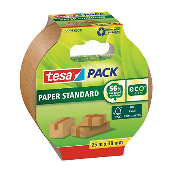 Tesa Paper Standard ruban d'emballage 38 mm x 25 m (1 rouleau) - marron 58293-00000-01 203302 - 1