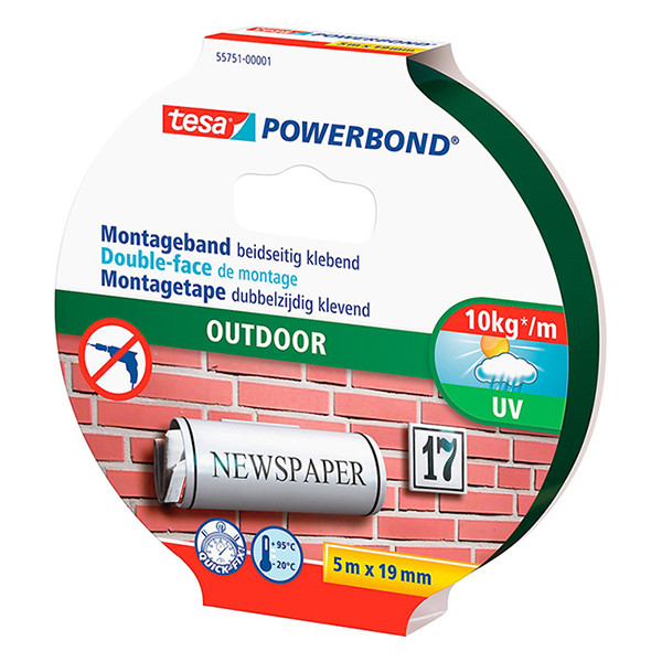 Tesa Powerbond Outdoor ruban adhésif double face 19 mm x 5 m 55751-00001-03 203358 - 2