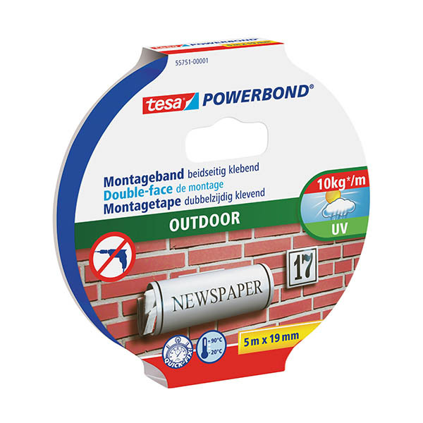 Tesa Powerbond Outdoor ruban adhésif double face 19 mm x 5 m 203358 - 1