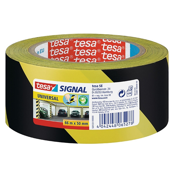 Tesa Signal Universal ruban de signalisation 50 mm x 66 m - jaune/noir 202256 - 1