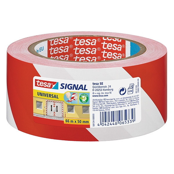 Ruban d'avertissement Rubans Fournitures de bureau Tesa Signal Universal  ruban de signalisation 50 mm x 66 m - rouge/blanc