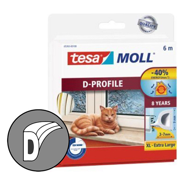 Tesa TesaMoll Classic D-profile joint d'isolation 6 m x 9 mm - blanc 203316 - 2